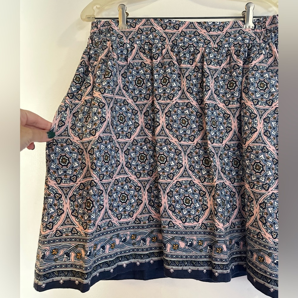 Loft Outlet A-line Skirt Pink & Blue Print